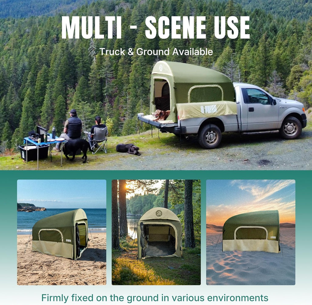 Inflatable Pickup Truck Bed Tent, 3 Person, 5.5ft-8ft