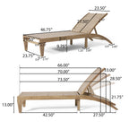 Outdoor Chaise Lounge, Single, Acacia Wood and Faux Rattan, Light Brown and Light Multibrown, 77.00 x 25.50 x 33.00 Inches - Shane