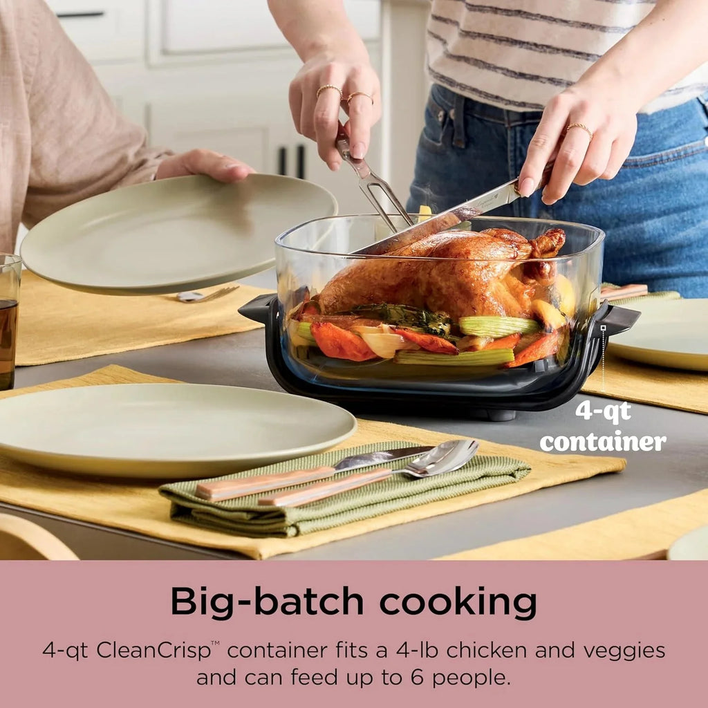 Ninja Crispi 4-in-1 Portable Glass Air Fryer Cooking System, 1500W, 4 QT And 6-Cup Containers