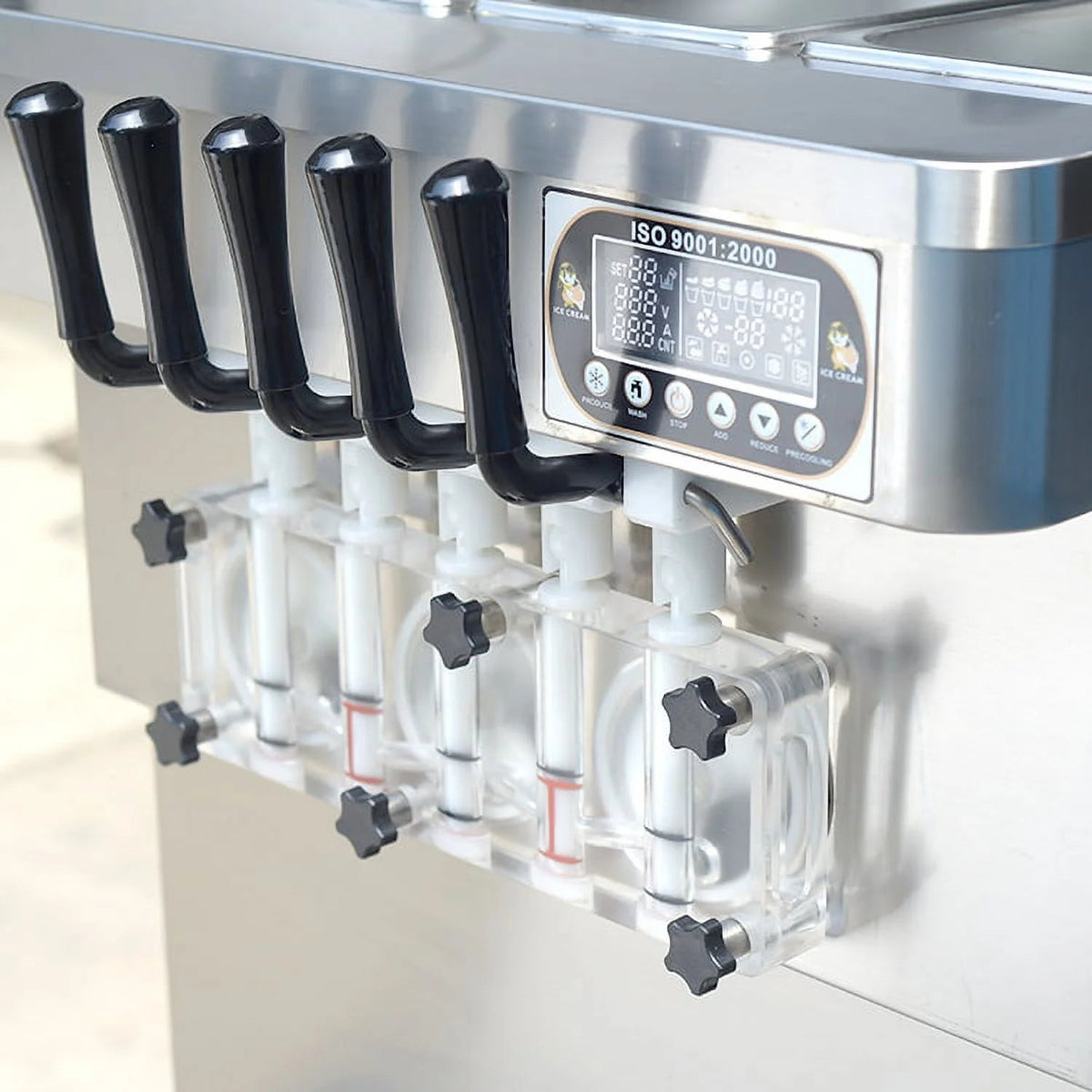 Kolice Commercial Soft Serve Ice Cream Machine, 5 Flavors, 3 x 7L Upper Tanks, 110V 60HZ, 2KW