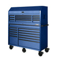 23-Drawer Heavy Duty Rolling Tool Chest And Top Cabinet Set, 56 in. W x 22 in. D, Matte Blue