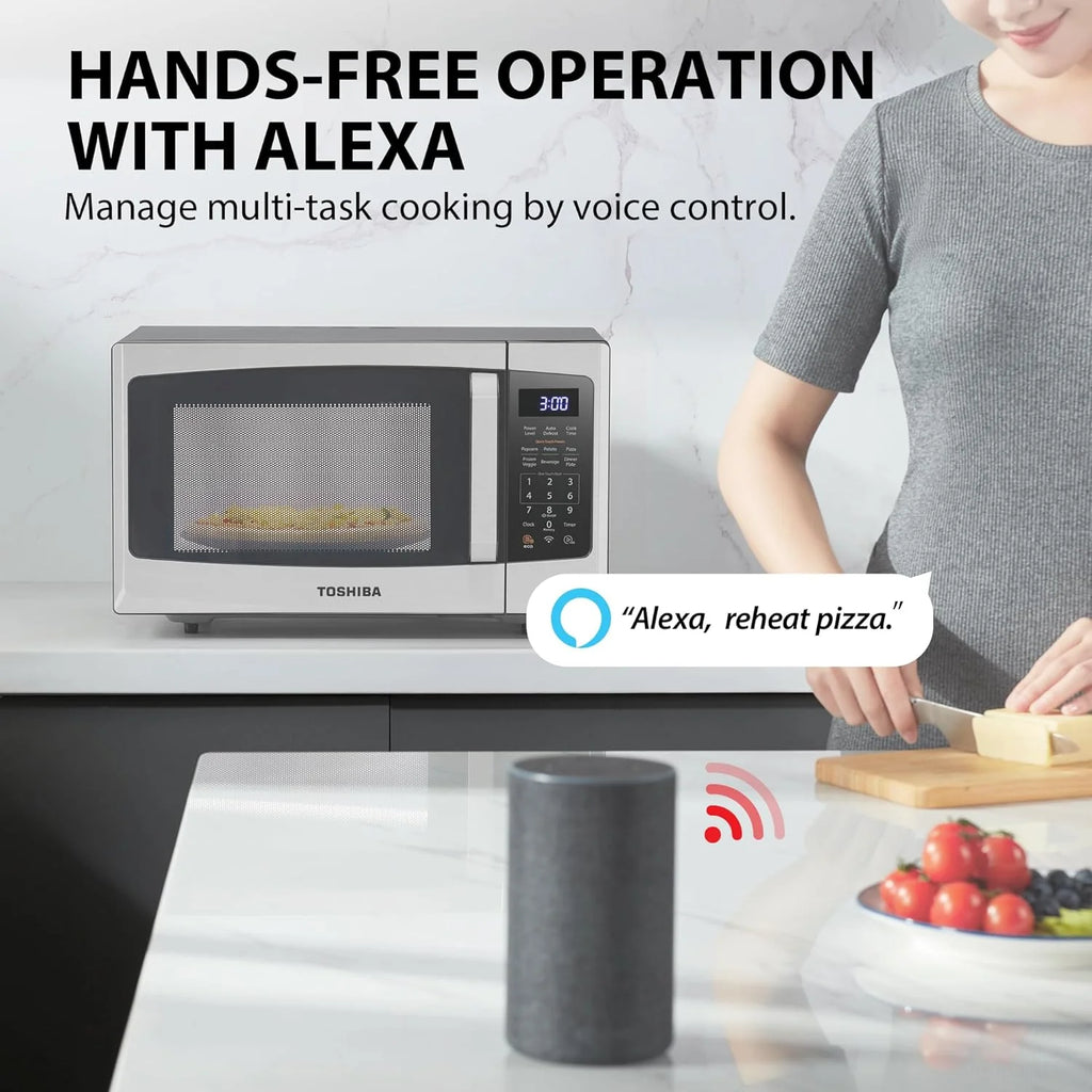 TOSHIBA 4-in-1 Countertop Microwave Oven, 1.5 Cu Ft, 1000W, Silver - ML-EC42P(SS)