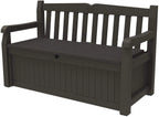 Keter Solana Storage Bench Deck Box, 70 Gallon, Brown, 54.6 x 23.4 x 32.8 in - Solana 70 Gallon Storage