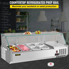 Refrigerated Condiment Prep Station, 48-inch, 10.8Qt, 3 1/3 Pans And 4 1/6 Pans - 146W