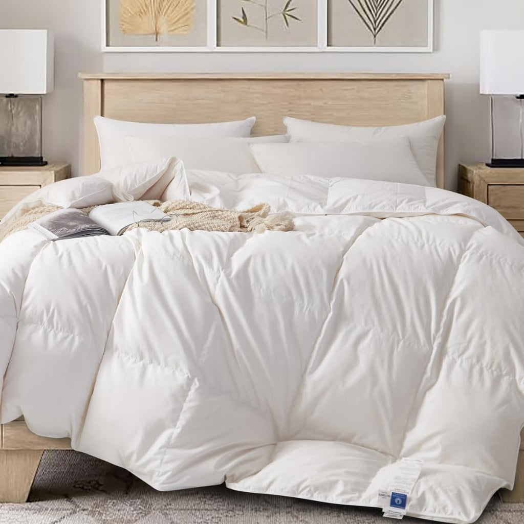 Royal Elite Canadian Down Comforter Queen Size, 88 x 90 inch, 30oz White Down, Cotton Shell