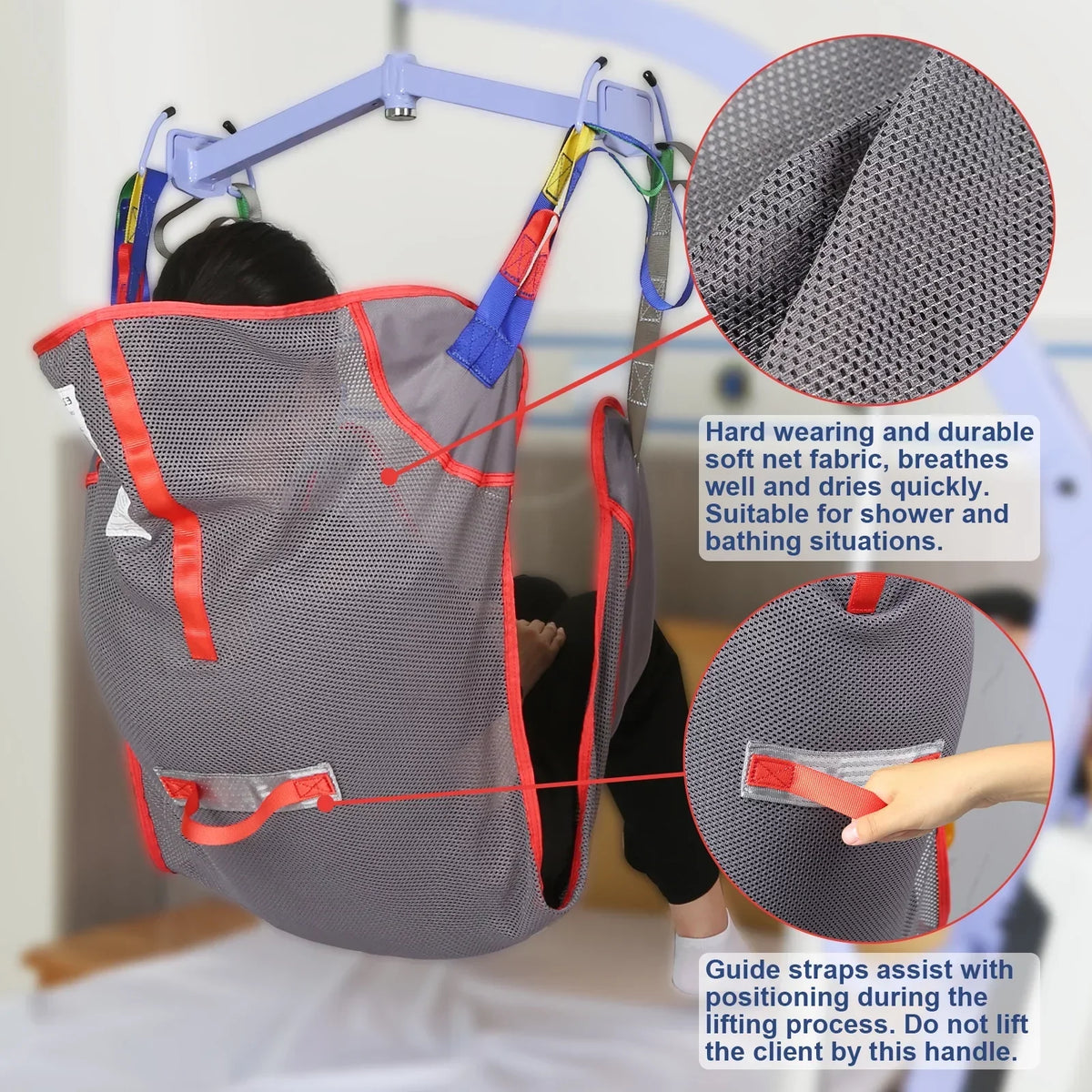 EZ Assistive Full Body Patient Lift Sling - Mesh Fabric, 500 lb, Sizes S/M/L