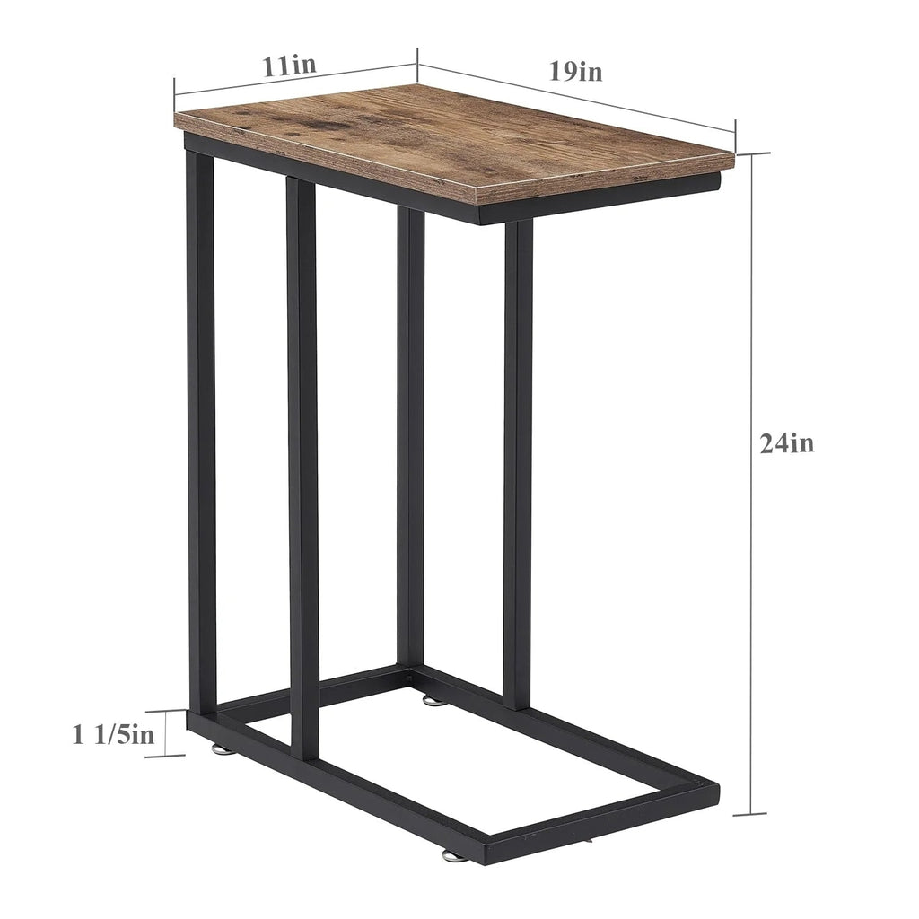 C-Shaped Sofa Side Tables, Set of 2, 11" D x 19" W x 24" H