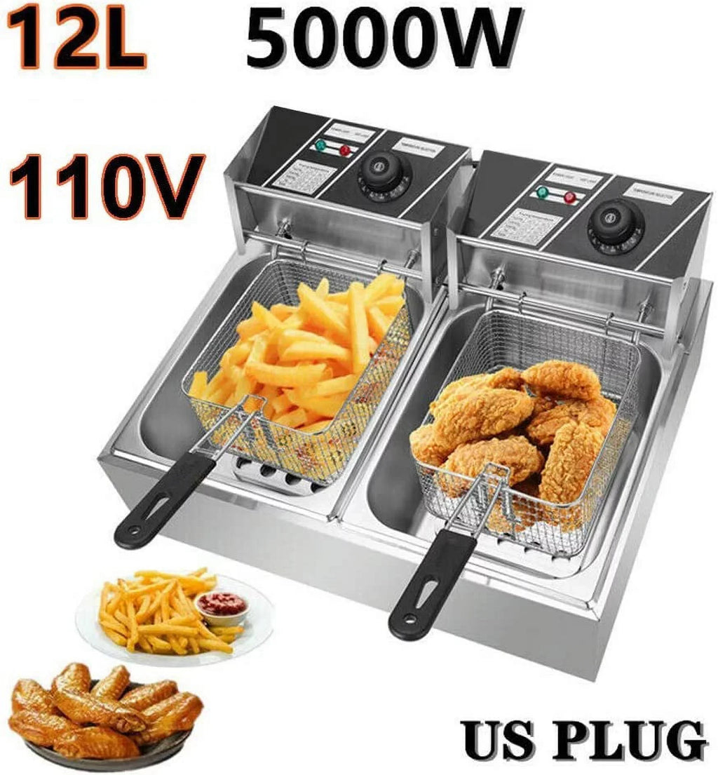 Miumaeov Stainless Steel Countertop Deep Fryer With Frying Baskets And Lid, 12.7QT/12L Capacity