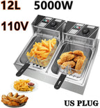 Miumaeov Stainless Steel Countertop Deep Fryer With Frying Baskets And Lid, 12.7QT/12L Capacity