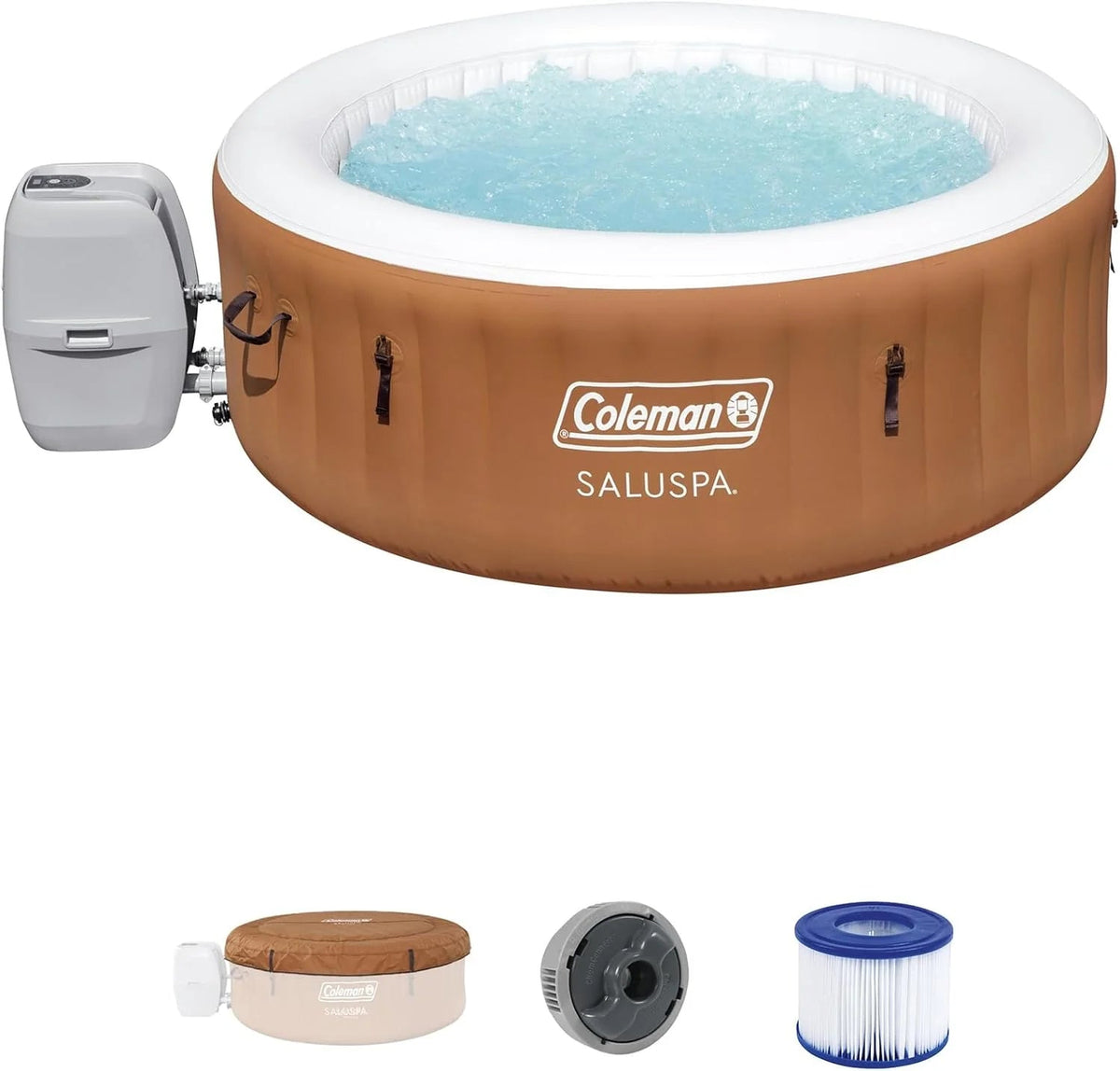 2-4 Person Inflatable Hot Tub With 120 Air Jets And Insulated Cover