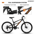 26 Inch Full-Suspension Mountain Bike, 21-Speed, 26x16 Inch Carbon Steel Frame