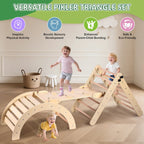 Lookfly 8-in-1 Foldable Pikler Triangle Climbing Set With Ramp - Natural-Color Or Multicolor