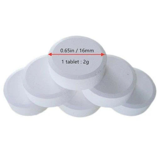 Swimming Pool Chlorine Tablets, 500 Tabs, 16 mm / 0.65in, 2g
