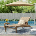 Outdoor Chaise Lounge, Single, Acacia Wood and Faux Rattan, Light Brown and Light Multibrown, 77.00 x 25.50 x 33.00 Inches - Shane