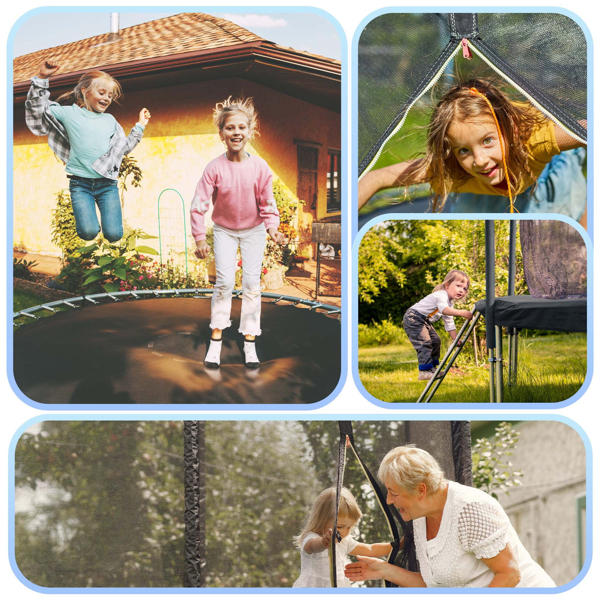 MARNUR Kids' Trampoline 8 ft With Enclosure Net, Ladder And Wind Stakes - 330 lbs Weight Capacity