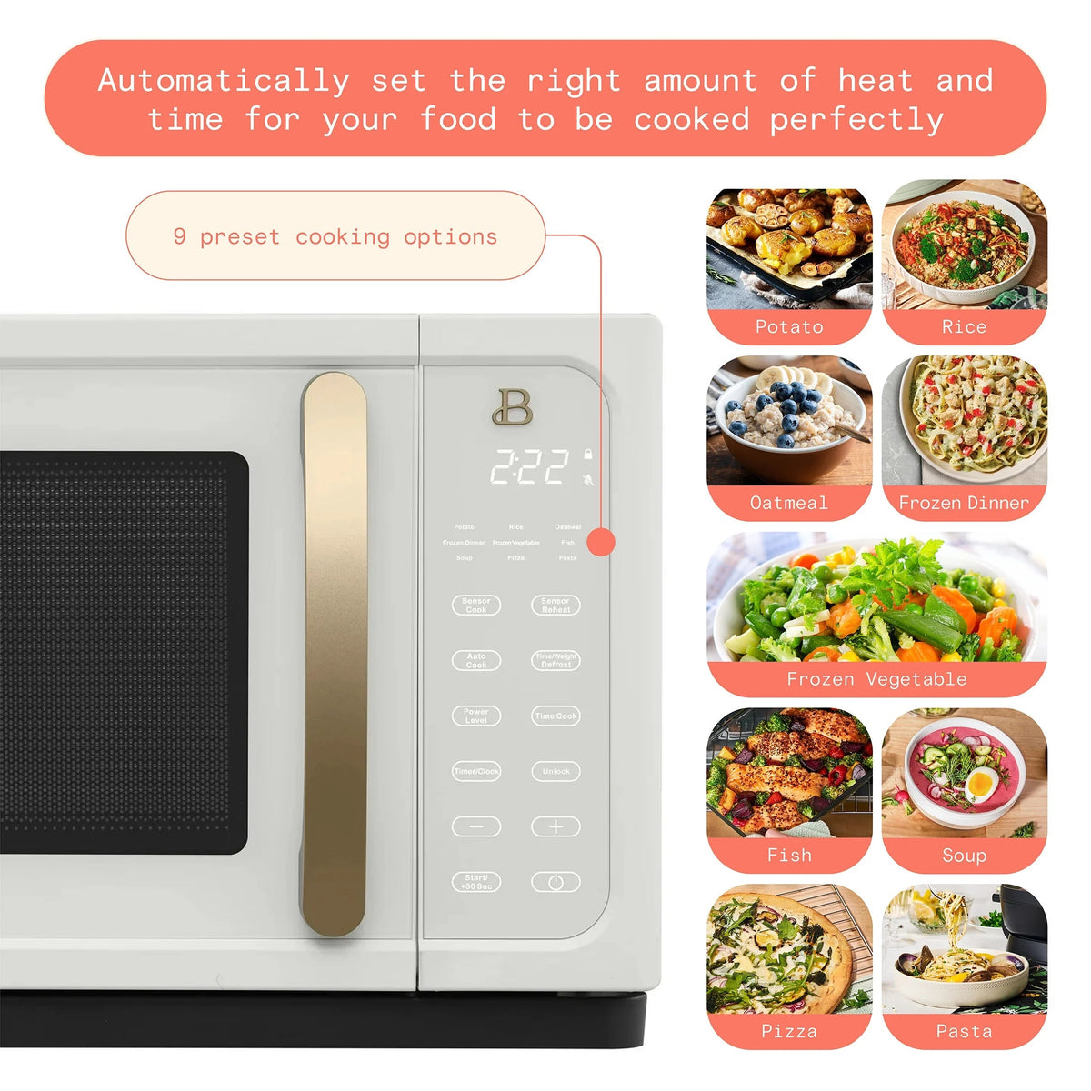 Beautiful 1.1 Cu ft 1000 Watt Sensor Microwave Oven, White Icing - BFCMS811WEST10