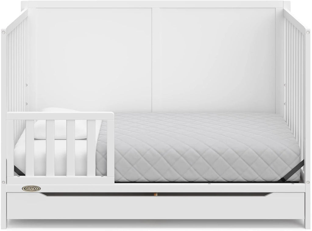 5-in-1 Convertible Baby Crib With Storage Drawer - Black
