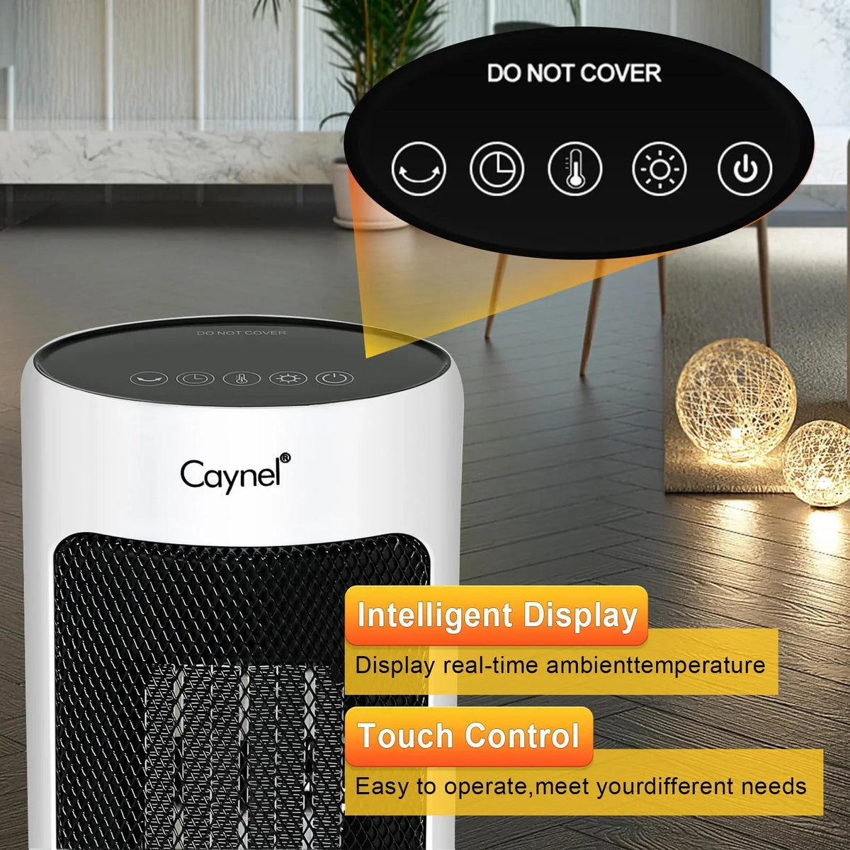 Caynel Oscillating Ceramic Tower Space Heater, 1500W, White