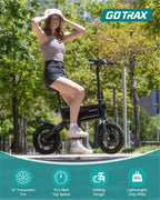GOTRAX Folding Electric Bike For Adults And Teens, 14 inch, 250W, 15.5 mph, 15 Miles, Black - S2