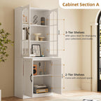 TUSY 71in Tall 6-Tier Bookcase With Glass Door, Drawer, And 23.6in Width - AEA