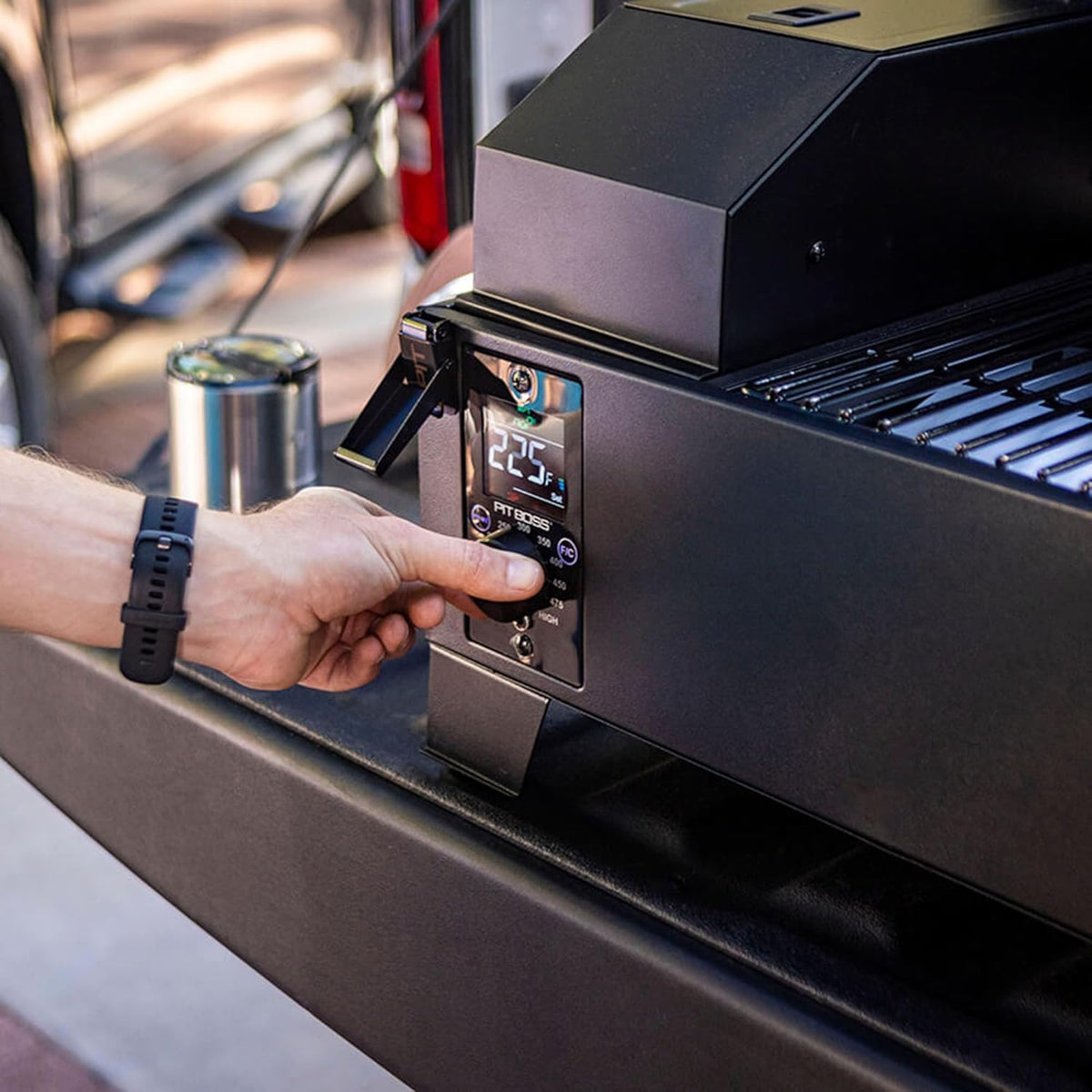Pit Boss Table Top Wood Pellet Grill, Black, 7 lb Hopper, 24.8 in L x 18.7 in W x 14.2 in H - PB150PPG 11091