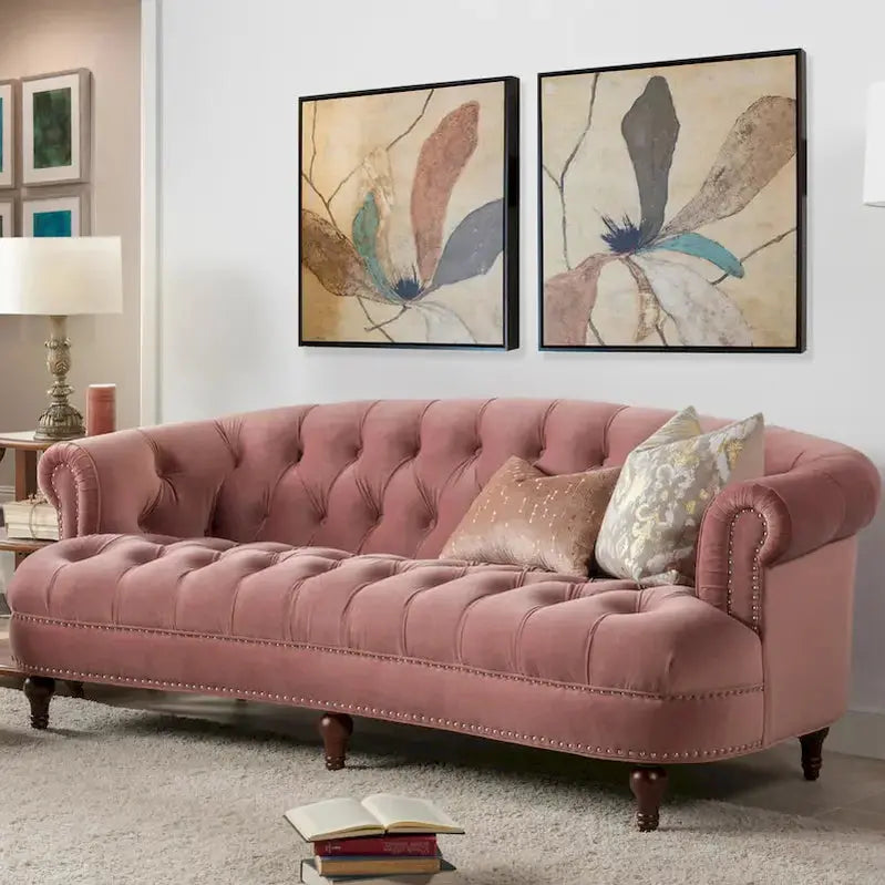 Jennifer Taylor Home La Rosa Chesterfield Sofa, 84-inch Velvet Tufted Upholstery - La Rosa 84 Mid