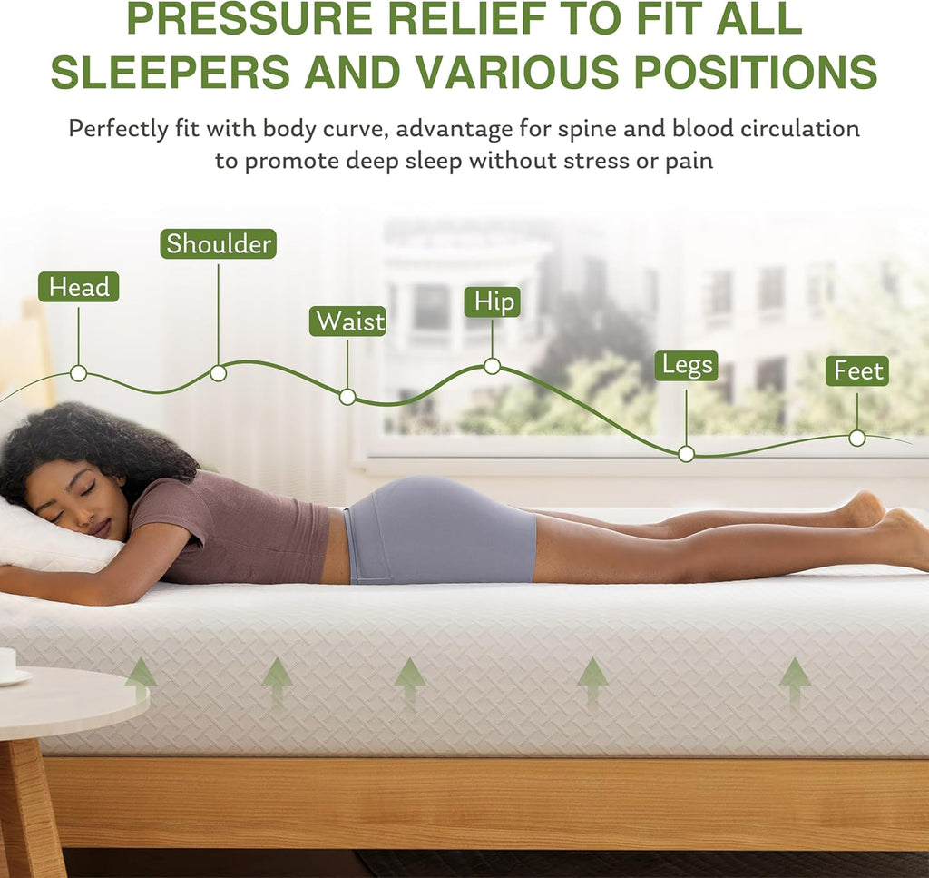 EGOHOME 12 in Queen Memory Foam Mattress In A Box With Cooling Green Tea Gel, Medium Support, 80 in L x 60 in W, White