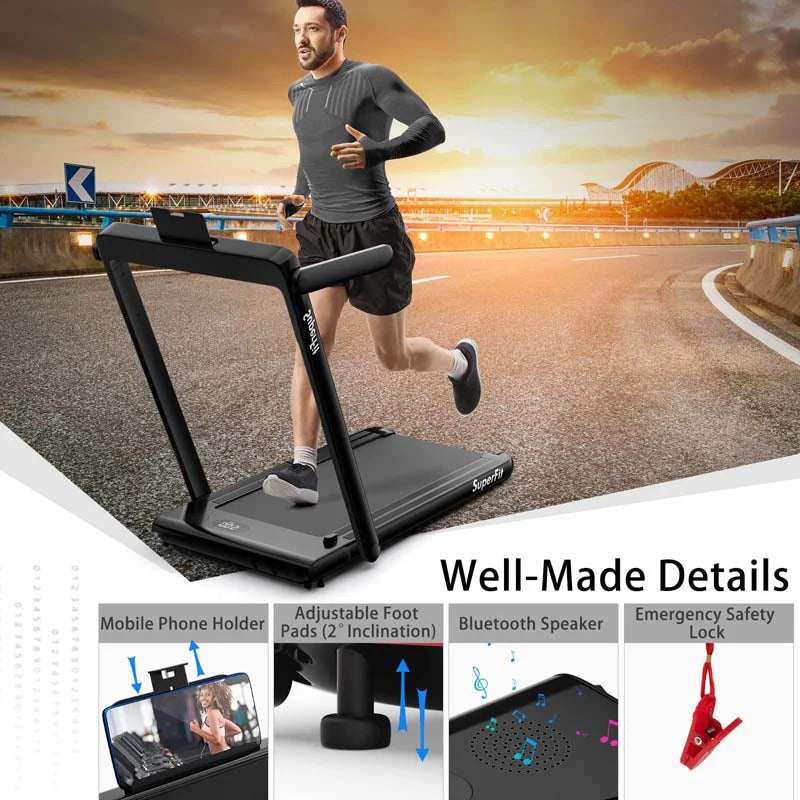 GYMAX 2-in-1 Folding Under Desk Treadmill With Speaker, App And Remote Control - 2.5HP