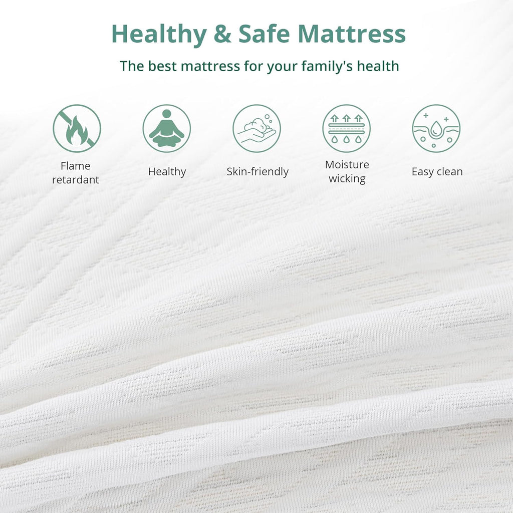 EGO 8 Inch Short Queen Memory Foam RV Mattress, White, 60 x 75 Inch, Medium Firm