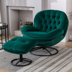 Velvet Swivel Accent Chair With Ottoman Set, Pink, 31.73 x 33.5 x 33.78 Inches