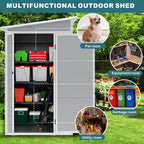 Seizeen Resin Outdoor Storage Shed With Floor, Light Gray, 82 in H