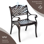 All-Weather Cast Aluminum Outdoor Dining Armchairs With Curved Seats - 2/4 Pcs