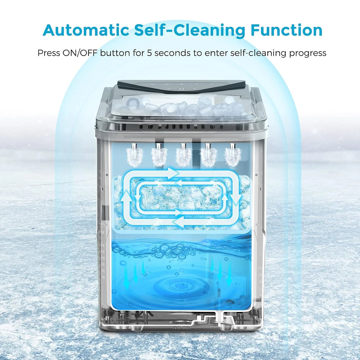 Countertop Portable Ice Maker, Self-Cleaning, 9 Pellet Ice Ready In 6 Mins, 26lbs 24Hrs - Black