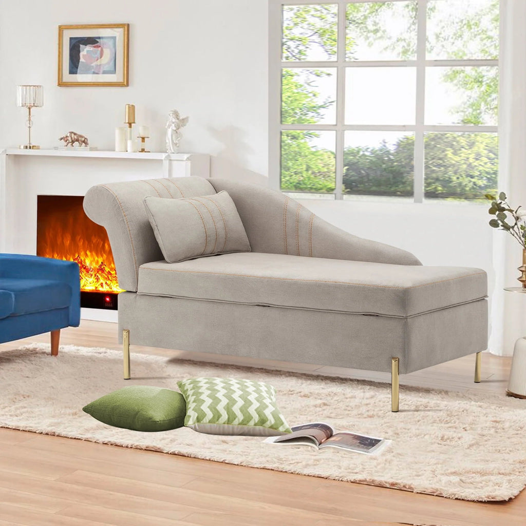 Andeworld Upholstered Tufted Chaise Lounge Chair, Faux Suede, Khaki