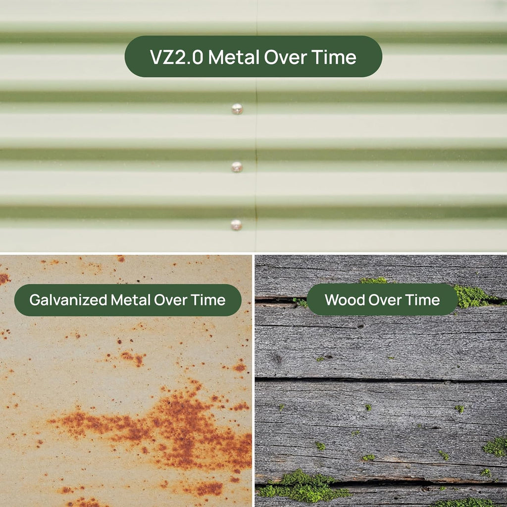 Vego Garden Elevated Raised Garden Bed With Legs And Storage Rack, 2' x 4', Olive Green - V Series