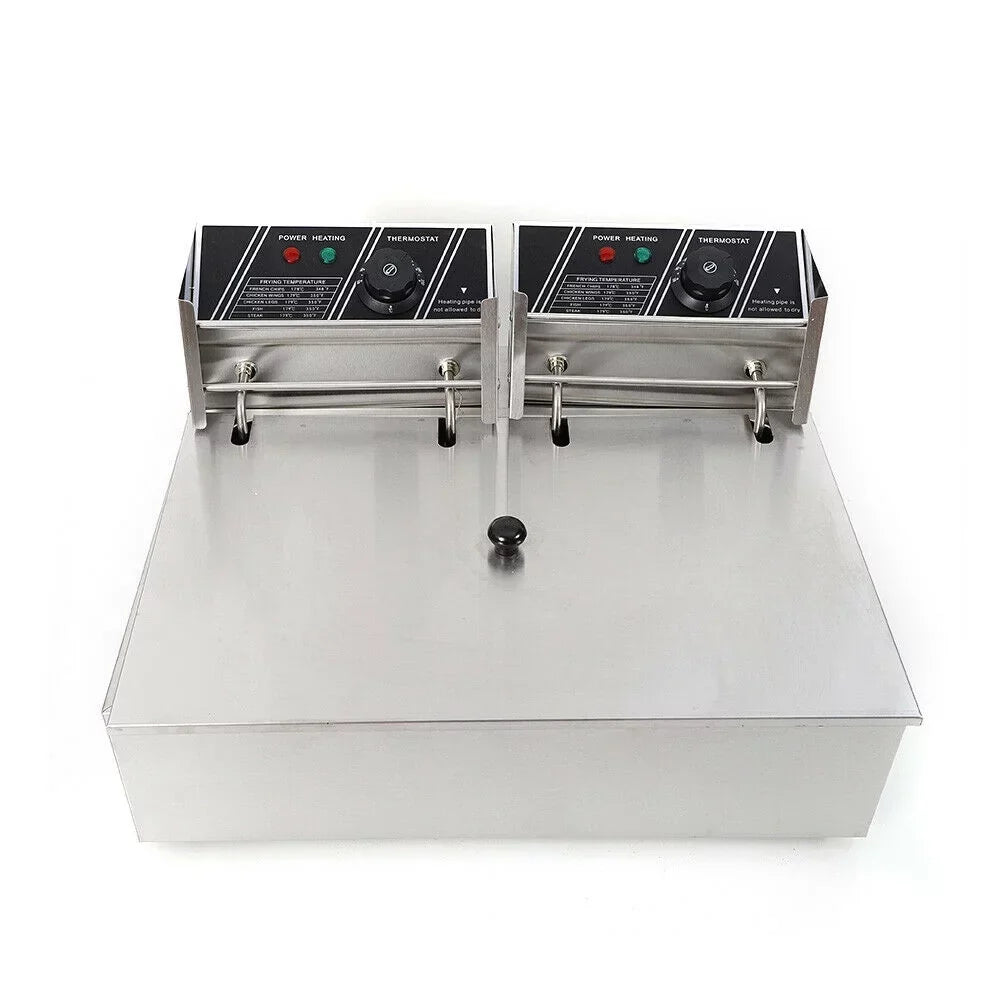 denest 5kW Large Single-Tank Electric Deep Fryer With Fry Basket - 6/12L