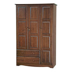 3-Door Solid Wood Wardrobe Armoire With 2 Drawers - 72in H x 45.8in W x 20.75in D