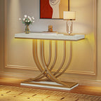 Console Table With Faux Marble MDF Top And Gold Metal Frame