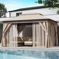LAUSAINT HOME Outdoor Patio Gazebo 10x13 Khaki