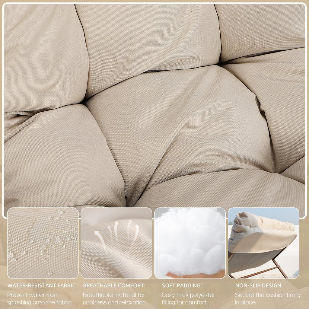 RADIATA Oversized Wicker Papasan Rocking Recliner With Footrest, 450 lbs, Beige