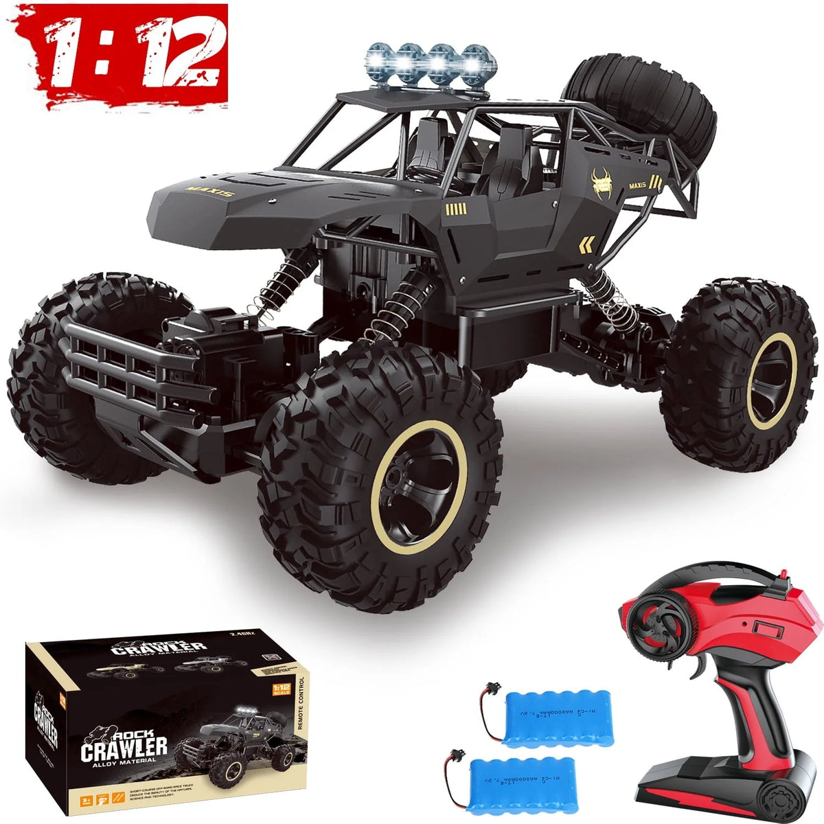4DRC 1:12 RC Off-Road Truck 2.4G 4WD Dual Motors Metal Shell Black - 4DRC