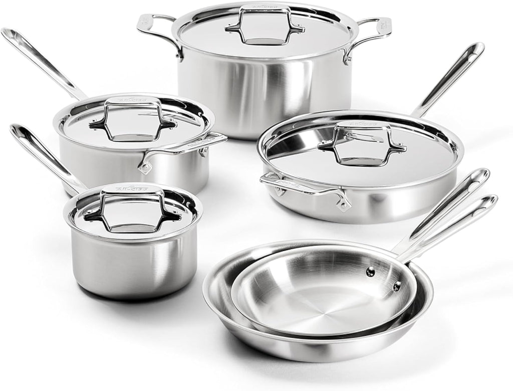 All-Clad Stainless Steel 10 Piece Cookware Set, Made In USA - D5