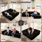 ovios 104in L-Shape Sectional Sofa With Chaise, Grey Plush Corduroy Fabric