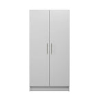 Prepac Elite 2 Door Standing Storage Cabinet, Light Gray, 16 in D x 32 in W x 65 in H