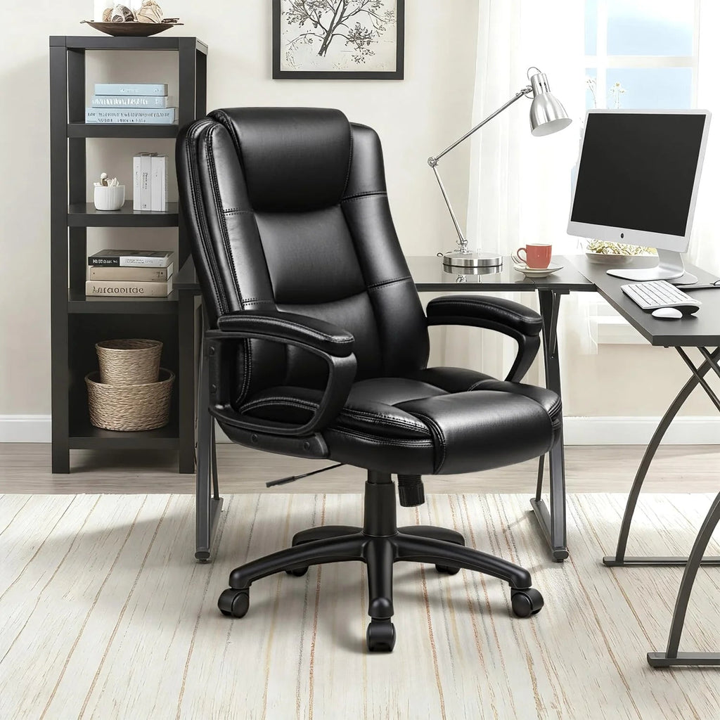 Big And Tall High-Back Leather Executive Office Chair, 400 lbs