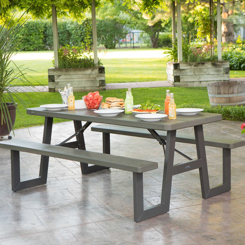 Lifetime 6-Foot W-Frame Folding Picnic Table, Brown - 60233