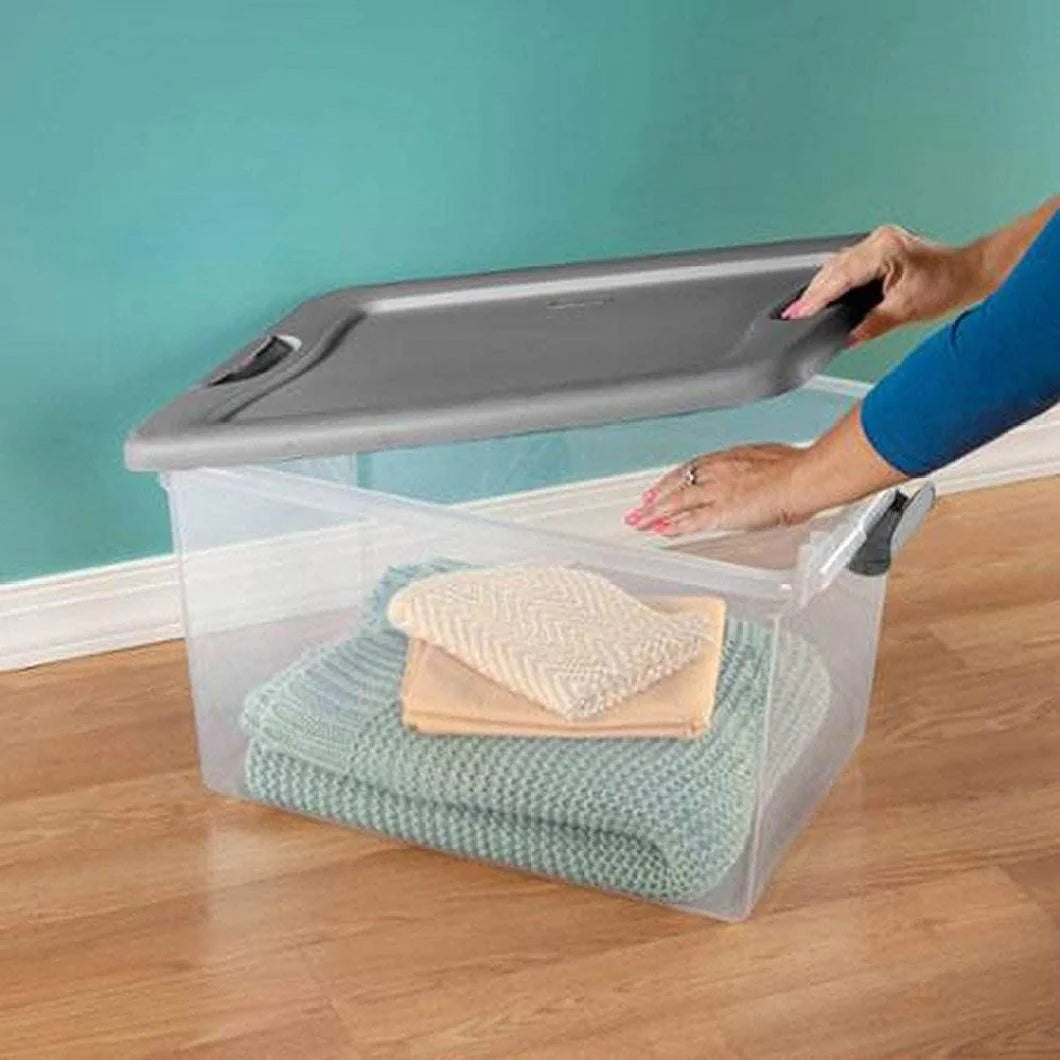 Sterilite Clear Storage Tote With Lids, 64 Quart, 6 Pack