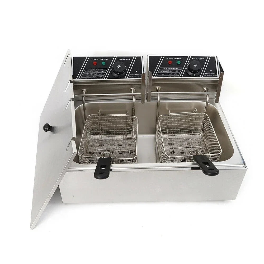 denest 5kW Large Single-Tank Electric Deep Fryer With Fry Basket - 6/12L