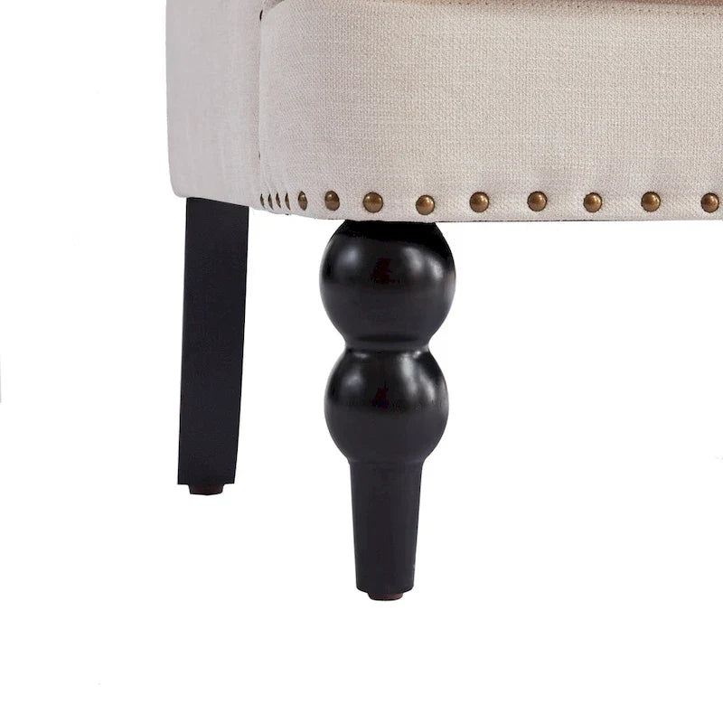 Set Of 2 Upholstered Button-Tufted Accent Chairs With Lumbar Pillows - 30 x 29 x 35 inches