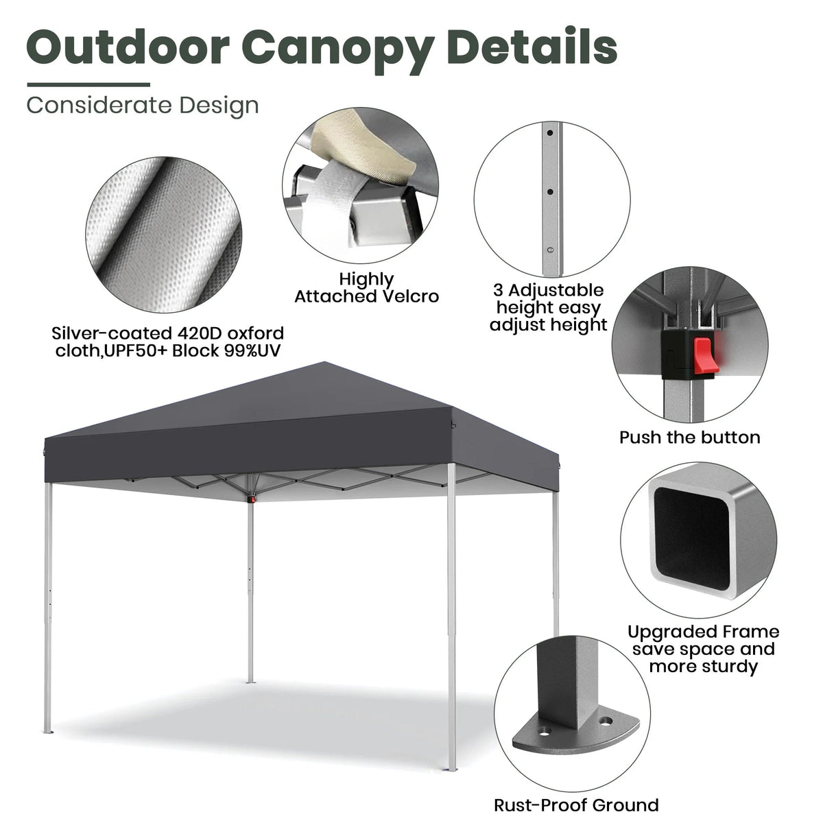 GVDV 10x10 ft Easy Pop Up Outdoor Canopy Tent - Blue